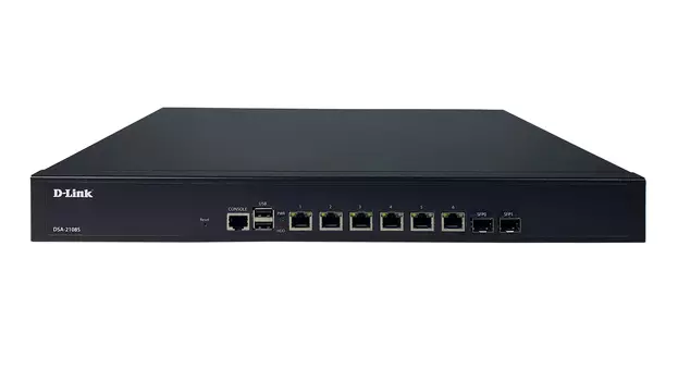 Маршрутизатор D-Link DSA-2108S, LAN: 5x1 Гбит/с, WAN 1x1 Гбит/с, кол-во SFP/uplink: SFP 2x1 Гбит/с (DSA-2108S/A1A)