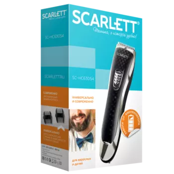 Машинка для стрижки Scarlett SC-HC63054, режимов 1, насадок 2, черный