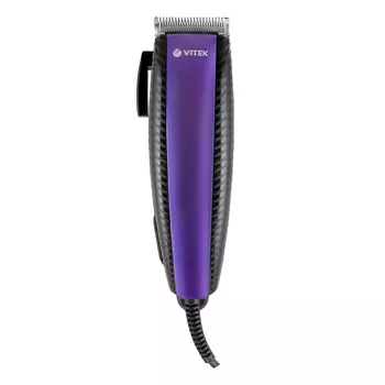 Машинка для стрижки VITEK VT-1357, насадок 4, длина шнура 1.8 м, черый/фиолетовый (VT-1357)