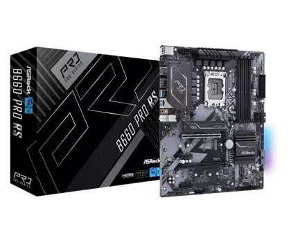 Материнская плата ASRock B660 PRO RS, LGA1700, Intel B660, 4xDDR4, 2PCI-Ex16, 4SATA3, 7.1-ch, GLAN, 8 USB 3.2, 1 USB Type-C, HDMI, DisplayPort, ATX, Retail