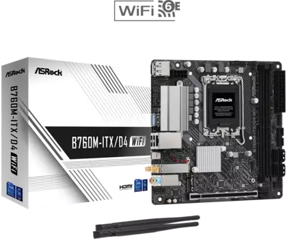 Материнская плата ASRock B760M-ITX/D4 WiFi, Socket1700, Intel B760, 2xDDR4, PCI-Ex16, 4SATA3, 7.1-ch, GLAN, 4 USB 3.2, 1 USB Type-C, HDMI, DP, mini-ITX, Retail