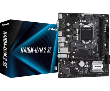Материнская плата ASRock H410M-H/M.2 SE, Socket1200, Intel H370, 2xDDR4, PCI-Ex16, 4SATA3, 7.1-ch, GLAN, 8 USB 3.2, VGA, DVI, HDMI, mATX, Retail