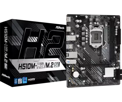 Материнская плата ASRock H510M-H2/M.2 SE, Socket1200, Intel H470, 2xDDR4, PCI-Ex16, 4SATA3, 7.1-ch, GLAN, 6 USB 3.2, HDMI, mATX, Retail