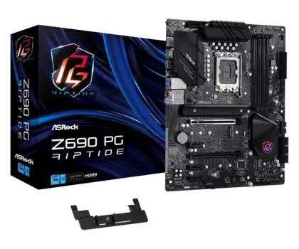 Материнская плата ASRock Z690 PG RIPTIDE, Socket1700, Intel Z690, 4xDDR4, 2PCI-Ex16, 8SATA3, 7.1-ch, 2.5GLAN, 8 USB 3.2, 2 USB Type-C, HDMI, ATX, Retail
