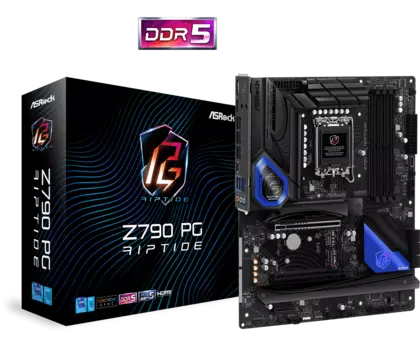 Материнская плата ASRock Z790 PG RIPTIDE, Socket1700, Intel Z790, 4xDDR5 DIMM, 2PCI-Ex16, 8SATA3, 7.1-ch, 2.5GLAN, 11 USB 3.2, 2 USB Type-C, HDMI, DP, ATX, Retail