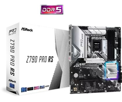 Материнская плата ASRock Z790 PRO RS, Socket1700, Intel Z790, 4xDDR5 DIMM, 2PCI-Ex16, 8SATA3, 7.1-ch, 2.5GLAN, 9 USB 3.2, 2 USB Type-C, HDMI, DP, ATX, Retail