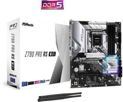 Материнская плата ASRock Z790 PRO RS WIFI, Socket1700, Intel Z790, 4xDDR5 DIMM, 2PCI-Ex16, 8SATA3, 7.1-ch, 2.5GLAN, 7 USB 3.2, 2 USB Type-C, HDMI, DP, ATX, Retail