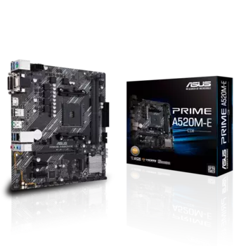 Материнская плата ASUS PRIME A520M-E/CSM, SocketAM4, AMD A520, 2xDDR4, PCI-Ex16, 4SATA3, 7.1-ch, GLAN, 7 USB 3.2, VGA, DVI, HDMI, mATX, Retail