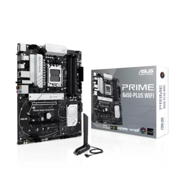 Материнская плата ASUS PRIME B650-PLUS WIFI, AM5, AMD B650, 4xDDR5 DIMM, 2PCI-Ex16, 4SATA3, 7.1-ch, 2.5GLAN, 9 USB 3.2, 2 USB Type-C, HDMI, DP, ATX, Retail