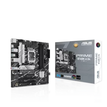 Материнская плата ASUS PRIME B760M-A D4-CSM, Socket1700, Intel B760, 4xDDR4, 2PCI-Ex16, 4SATA3, 7.1-ch, 2.5GLAN, 6 USB 3.2, 1 USB Type-C, HDMI, DP, mATX, Retail