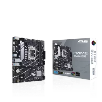 Материнская плата ASUS PRIME B760M-K D4, Socket1700, Intel B760, 2xDDR4, PCI-Ex16, 4SATA3, 7.1-ch, 2.5GLAN, 6 USB 3.2, VGA, HDMI, mATX, Retail