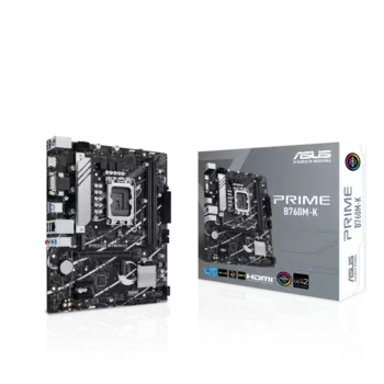 Материнская плата ASUS PRIME B760M-K, Socket1700, Intel B760, 2xDDR5 DIMM, PCI-Ex16, 4SATA3, 7.1-ch, 2.5GLAN, 6 USB 3.2, VGA, HDMI, mATX, Retail