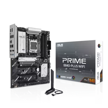 Материнская плата ASUS PRIME B840-PLUS WIFI, AM5, AMD B840, 4xDDR5 DIMM, 4PCI-Ex16, 4SATA3, 7.1-ch, 2.5GLAN, 5 USB 3.2, 2 USB Type-C, HDMI, DP, ATX, Retail
