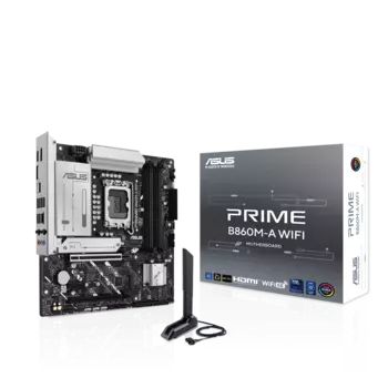 Материнская плата ASUS PRIME B860M-A WIFI, LGA1851, Intel B860, 4xDDR5 DIMM, 2PCI-Ex16, 4SATA3, 7.1-ch, 2.5GLAN, 5 USB 3.2, 2 USB Type-C, HDMI, DP, mATX, Retail