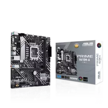 Материнская плата ASUS PRIME H610M-A-CSM, Socket1700, Intel H610, 2xDDR5 DIMM, PCI-Ex16, 4SATA3, 7.1-ch, GLAN, 4 USB 3.2, VGA, HDMI, DP, mATX, Retail