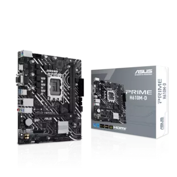 Материнская плата ASUS PRIME H610M-D, Socket1700, Intel H610, 2xDDR5 DIMM, PCI-Ex16, 4SATA3, 7.1-ch, GLAN, 4 USB 3.2, VGA, HDMI, mATX, Retail