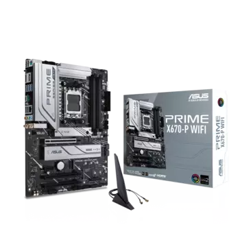 Материнская плата ASUS PRIME X670-P WIFI, AM5, AMD X670, 4xDDR5 DIMM, 3PCI-Ex16, 6SATA3, 7.1-ch, 2.5GLAN, 11 USB 3.2, 2 USB Type-C, HDMI, DP, ATX, Retail