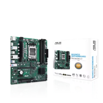 Материнская плата ASUS PRO B650M-CT-CSM, AM5, AMD B650, 4xDDR5 DIMM, 2PCI-Ex16, 4SATA3, 7.1-ch, GLAN, 5 USB 3.2, 2 USB Type-C, HDMI, DP, mATX, Retail
