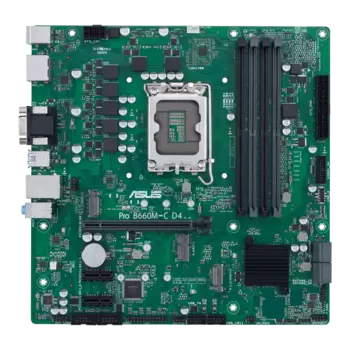 Материнская плата ASUS Pro B660M-C D4-CSM, Socket1700, Intel B660, 4xDDR4, PCI-Ex16, 4SATA3, 7.1-ch, GLAN, 2 USB 3.1, 1 USB Type-C, VGA, HDMI, DP, mATX, Retail