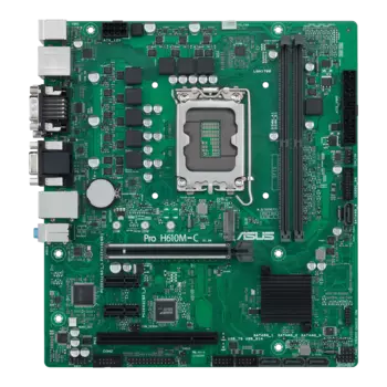 Материнская плата ASUS PRO H610M-C-CSM, Socket1700, Intel H610, 2xDDR5 DIMM, PCI-Ex16, 4SATA3, 7.1-ch, GLAN, 4 USB 3.2, VGA, DVI, HDMI, DP, mATX, Retail