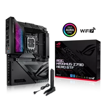 Материнская плата ASUS ROG MAXIMUS Z790 HERO BTF, Socket1700, Intel Z790, 4xDDR5 DIMM, 3PCI-Ex16, 6SATA3, 7.1-ch, 2.5GLAN, 13 USB 3.2, 1 USB Type-C, HDMI, ATX, Retail