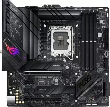 Материнская плата ASUS ROG STRIX B660-G GAMING WIFI, Socket1700, Intel B660, 4xDDR5 DIMM, 2PCI-Ex16, 4SATA3, 7.1-ch, 2.5GLAN, 5 USB 3.2, 3 USB Type-C, HDMI, DP, mATX, Retail