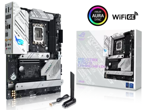 Материнская плата ASUS ROG STRIX B760-A GAMING WIFI D4, Socket1700, Intel B760, 4xDDR4, 2PCI-Ex16, 4SATA3, 7.1-ch, 2.5GLAN, 5 USB 3.2, 3 USB Type-C, HDMI, DP, ATX, Retail