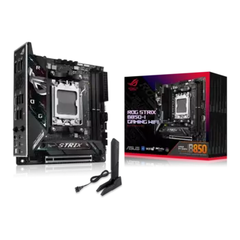 Материнская плата ASUS ROG STRIX B850-I GAMING WIFI, AM5, AMD B850, 2xDDR5 DIMM, PCI-Ex16, 2SATA3, 7.1-ch, 2.5GLAN, 7 USB 3.2, 2 USB Type-C, HDMI, mini-ITX, Retail
