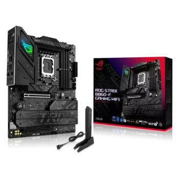Материнская плата ASUS ROG STRIX B860-F GAMING WIFI, LGA1851, Intel B860, 4xDDR5 DIMM, 2PCI-Ex16, 4SATA3, 7.1-ch, 2.5GLAN, 9 USB 3.2, 2 USB Type-C, HDMI, DP, ATX, Retail