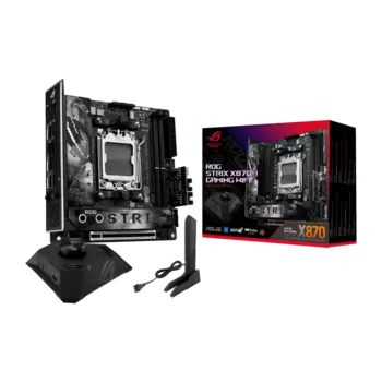 Материнская плата ASUS ROG STRIX X870-I GAMING WIFI, AM5, AMD X870, 2xDDR5 DIMM, PCI-Ex16, 2SATA3, 7.1-ch, 2.5GLAN, 6 USB 3.2, 4 USB Type-C, HDMI, Type-C DP, mini-ITX, Retail