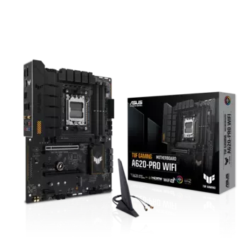 Материнская плата ASUS TUF GAMING A620-PRO WIFI, AM5, AMD A620, 4xDDR5 DIMM, 2PCI-Ex16, 4SATA3, 7.1-ch, 2.5GLAN, 4 USB 3.2, 2 USB Type-C, HDMI, DP, ATX, Retail