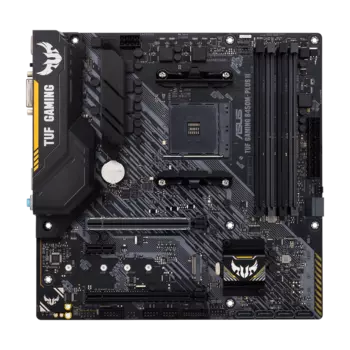 Материнская плата ASUS TUF GAMING B450M-PLUS II, SocketAM4, AMD B450, 4xDDR4, 2PCI-Ex16, 6SATA3, 7.1-ch, GLAN, 5 USB 3.2, 1 USB Type-C, DVI, HDMI, mATX, Retail
