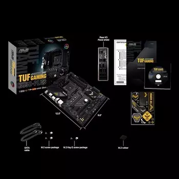 Материнская плата ASUS TUF GAMING B550-PLUS, SocketAM4, AMD B550, 4xDDR4, 2PCI-Ex16, 6SATA3, 7.1-ch, 2.5GLAN, 7 USB 3.2, 1 USB Type-C, HDMI, DP, ATX, Retail