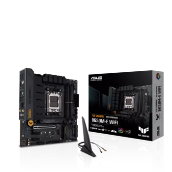Материнская плата ASUS TUF GAMING B650M-E WIFI, AM5, AMD B650, 4xDDR5 DIMM, PCI-Ex16, 4SATA3, 7.1-ch, 2.5GLAN, 5 USB 3.2, 2 USB Type-C, HDMI, DP, mATX, Retail