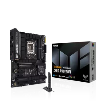 Материнская плата ASUS TUF GAMING Z790-PRO WIFI, Socket1700, Intel Z790, 4xDDR5 DIMM, 3PCI-Ex16, 4SATA3, 7.1-ch, 2.5GLAN, 8 USB 3.2, 3 USB Type-C, HDMI, DP, ATX, Retail