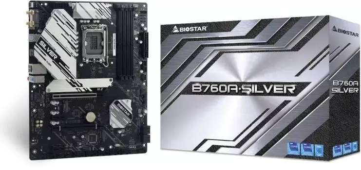 Материнская плата Biostar B760A-Silver, Socket1700, Intel B760, 4xDDR5 DIMM, 2PCI-Ex16, 4SATA3, 7.1-ch, 2.5GLAN, 7 USB 3.2, 2 USB Type-C, HDMI, DP, mATX, Retail