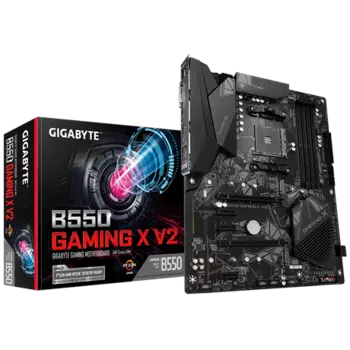 Материнская плата GIGABYTE B550 GAMING X V2, SocketAM4, AMD B550, 4xDDR4, 2PCI-Ex16, 4SATA3, 7.1-ch, GLAN, 5 USB 3.2, 1 USB Type-C, DVI, HDMI, ATX, Retail