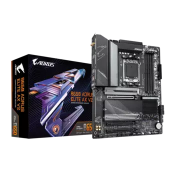 Материнская плата GIGABYTE B650 AORUS ELITE AX V2, AM5, AMD B650, 4xDDR5 DIMM, 3PCI-Ex16, 4SATA3, 7.1-ch, 2.5GLAN, 9 USB 3.2, 2 USB Type-C, HDMI, DP, ATX, Retail