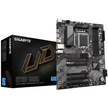 Материнская плата GIGABYTE B760 DS3H, Socket1700, Intel B760, 4xDDR5 DIMM, PCI-Ex16, 4SATA3, 7.1-ch, GLAN, 3 USB 3.2, 2 USB Type-C, HDMI, DP, ATX, Retail
