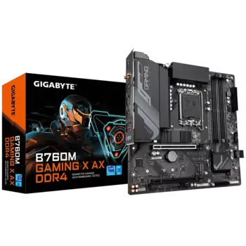 Материнская плата GIGABYTE B760M GAMING X AX DDR4, Socket1700, Intel B760, 4xDDR4, 2PCI-Ex16, 4SATA3, 7.1-ch, 2.5GLAN, 5 USB 3.2, 1 USB Type-C, HDMI, DP, mATX, Retail