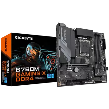 Материнская плата GIGABYTE B760M GAMING X DDR4, Socket1700, Intel B760, 4xDDR4, 2PCI-Ex16, 4SATA3, 7.1-ch, 2.5GLAN, 5 USB 3.2, 1 USB Type-C, HDMI, DP, mATX, Retail