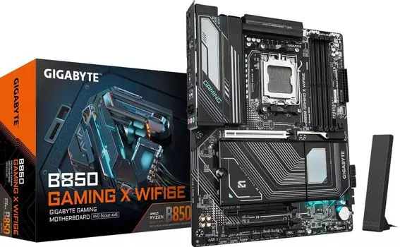 Материнская плата GIGABYTE B850 GAMING X WIFI6E, AM5, AMD B850, 4xDDR5 DIMM, PCI-Ex16, 4SATA3, 7.1-ch, 2.5GLAN, 6 USB 3.2, 2 USB Type-C, HDMI, DP, ATX, Retail