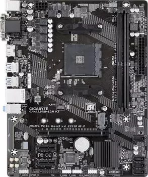 Материнская плата GIGABYTE GA-A320M-S2H V2, SocketAM4, AMD B350, 2xDDR4, PCI-Ex16, 4SATA3, 7.1-ch, GLAN, 6USB 3.1, VGA, DVI, HDMI, mATX, Retail