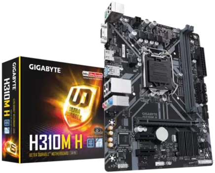 Материнская плата GIGABYTE H310M H, Socket1151v2, Intel H310, 2xDDR4, PCI-Ex16, 4SATA3, 7.1-ch, GLAN, 4 USB 3.1, VGA, HDMI, mATX, Retail