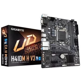 Материнская плата GIGABYTE H410M H V3, Socket1200, Intel H510, 2xDDR4, PCI-Ex16, 4SATA3, 7.1-ch, GLAN, 4 USB 3.2, VGA, HDMI, mATX, Retail