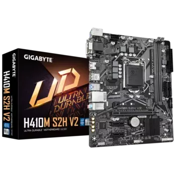 Материнская плата GIGABYTE H410M S2H V2 (rev. 1.9/2.1), Socket1200, Intel Q470, 2xDDR4, PCI-Ex16, 4SATA3, 7.1-ch, GLAN, 4 USB 3.2, VGA, DVI, HDMI, mATX, Retail