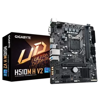 Материнская плата GIGABYTE H510M H V2 2.0, Socket1200, Intel Q470, 2xDDR4, PCI-Ex16, 4SATA3, 7.1-ch, GLAN, 4 USB 3.2, VGA, HDMI, mATX, Retail