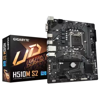 Материнская плата GIGABYTE H510M S2, Socket1200, Intel H510, 2xDDR4, PCI-Ex16, 4SATA3, 7.1-ch, GLAN, 4USB 3.2, VGA, mATX, Retail