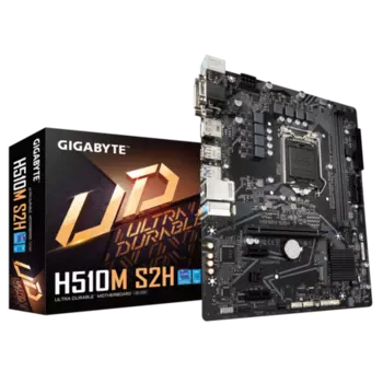 Материнская плата GIGABYTE H510M S2H, Socket1200, Intel H510, 2xDDR4, PCI-Ex16, 4SATA3, 7.1-ch, GLAN, 4USB 3.2, VGA, DVI, HDMI, DisplayPort, mATX, Retail