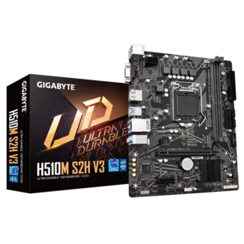Материнская плата GIGABYTE H510M S2H V3, Socket1200, Intel H470, 2xDDR4, PCI-Ex16, 4SATA3, 7.1-ch, GLAN, 4 USB 3.2, VGA, HDMI, DP, mATX, Retail